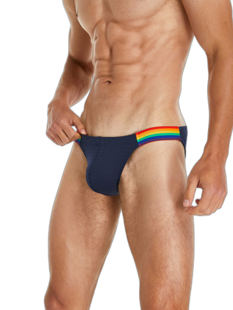 Men's Sexy Rainbow Pride Mesh Bikini