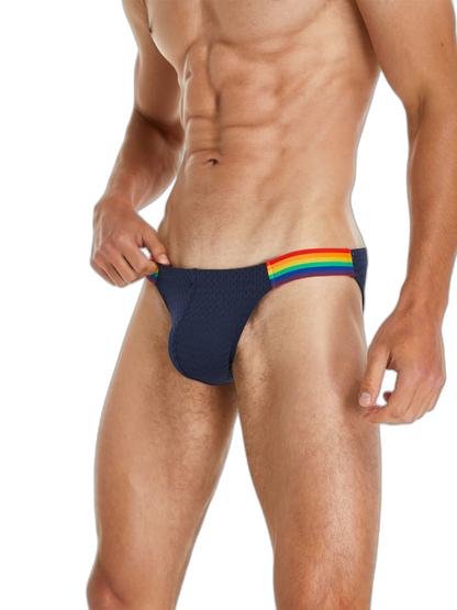 Men's Sexy Rainbow Pride Mesh Bikini