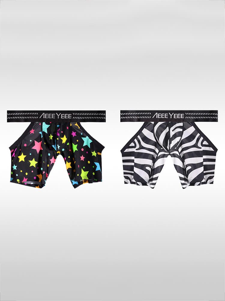 Men's Sexy Seamless Leopard Print Cutout Boxer Briefs