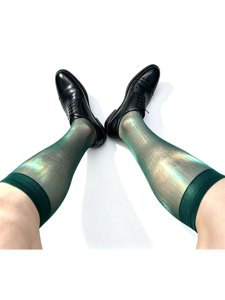 Reflective Ultra-Thin Striped Mid-Calf Stocking