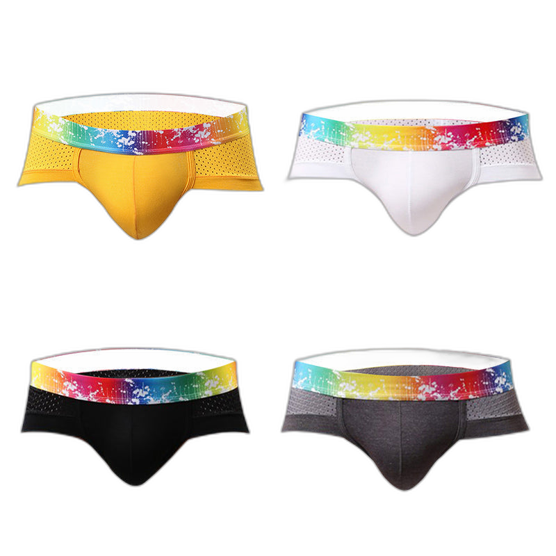 4 Pack Breathable Modal Colored Belt Briefs-rainbow pride underwear