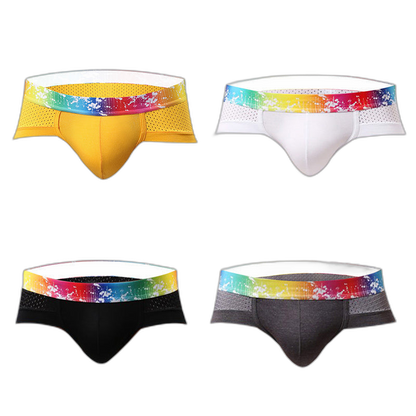 4 Pack Breathable Modal Colored Belt Briefs-rainbow pride underwear