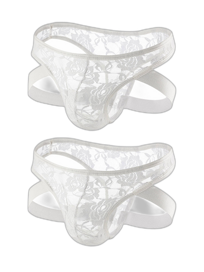 2-pack Men's Lace See-through Thongs