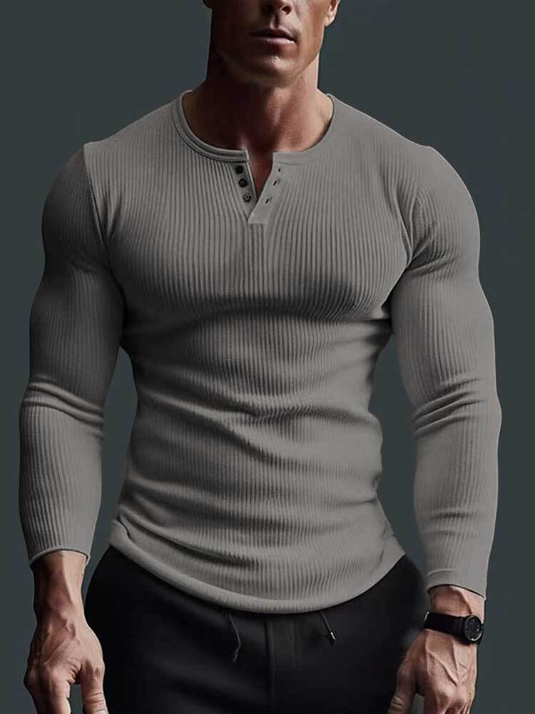 Men's V-neck Solid Colour High-Stretch Fitness Top