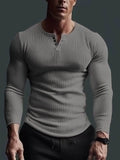 Men's V-neck Solid Colour High-Stretch Fitness Top