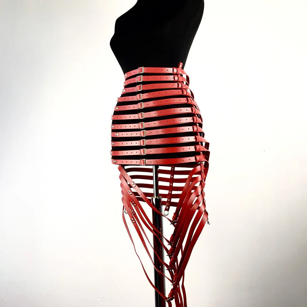 Seductive Black Bondage Harness Corset Dress