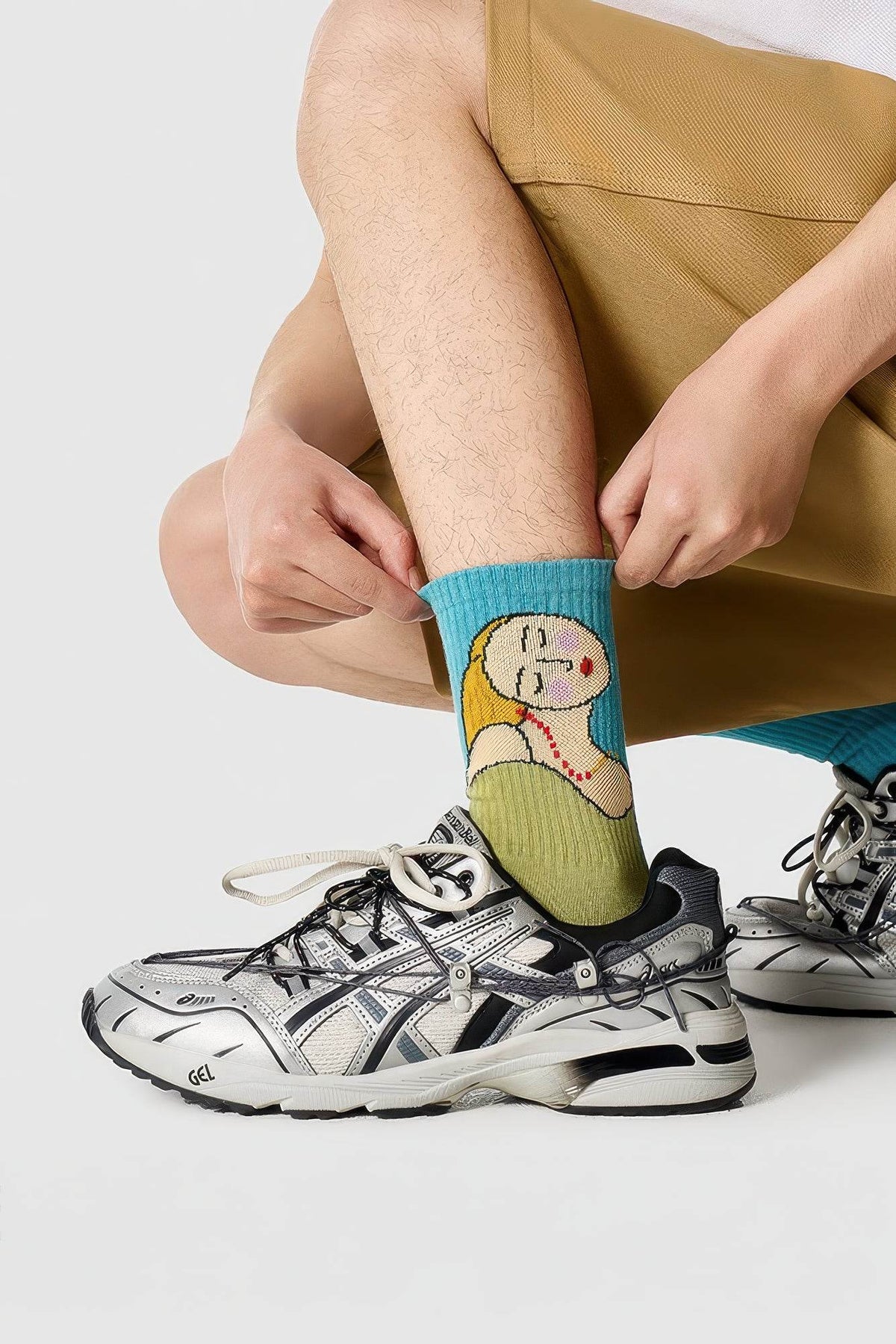 Unisex Graphic Crew Socks - Whimsical Print Cotton Mid-Calf Athletic Socks