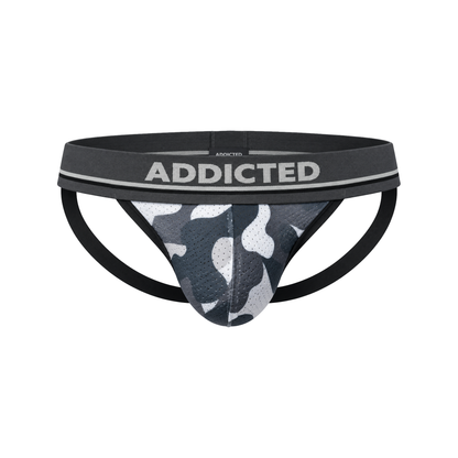 ADDICTED Camo Mesh Push Up Jockstrap Charcoal