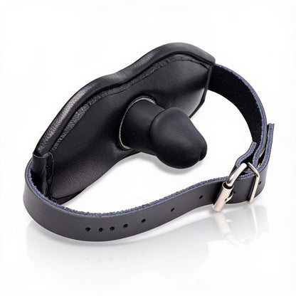 Leather Padded Silicone Penis Mouth Gag