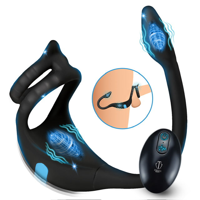 Vibrating Silicone Cock Ring and Anal Stimulator