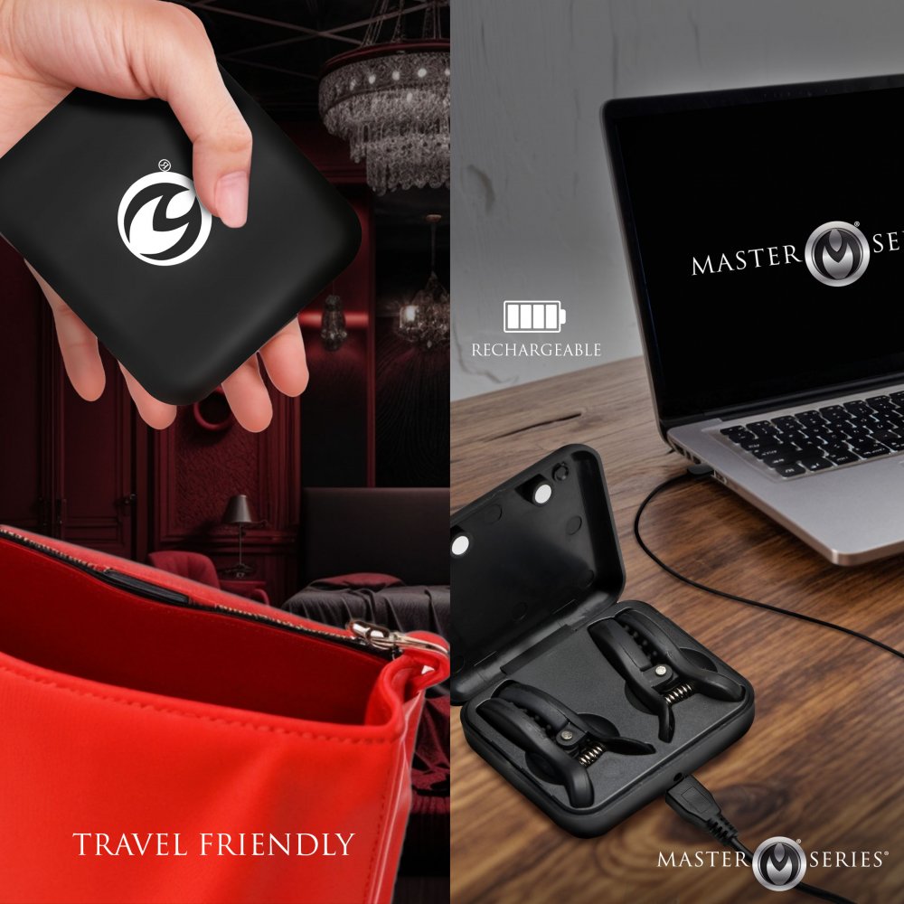 Dark Grip Wireless Vibrating Nipple Clamps with Rechargeable Case
