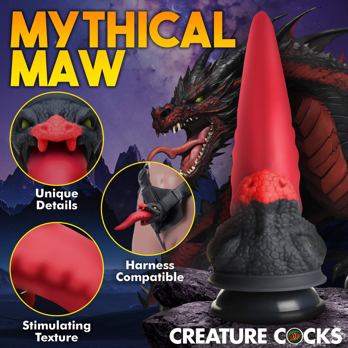 Dragon Roar Silicone Dildo with Free Lubricant