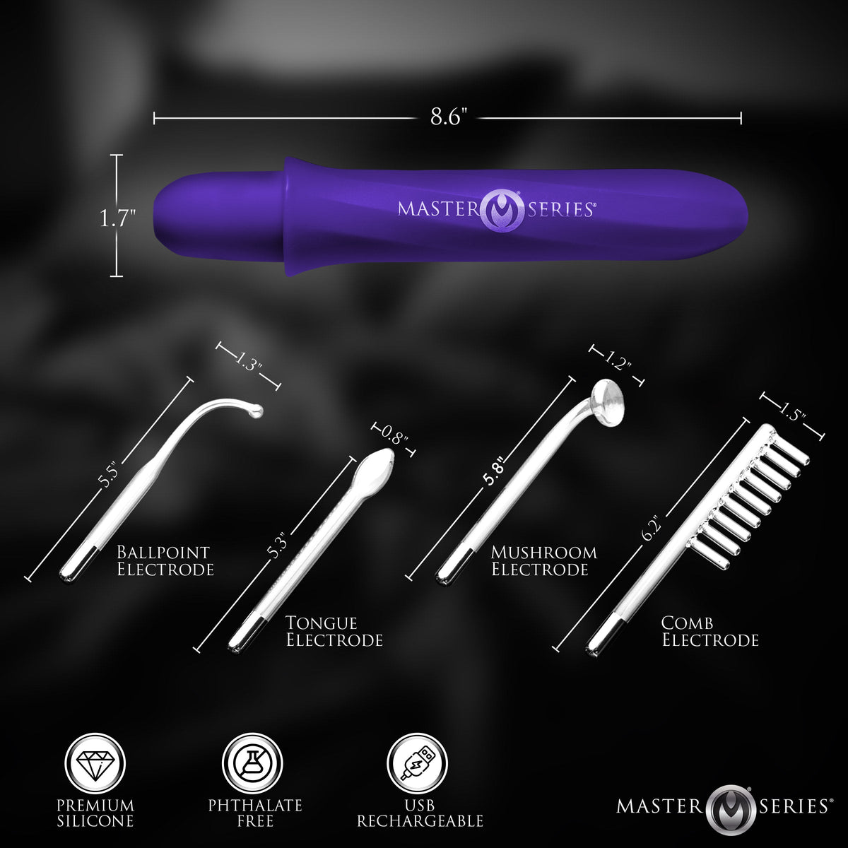 Elektrawand Rechargeable Violet Wand w/ Attachments