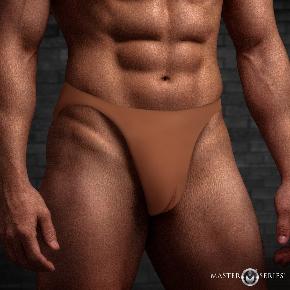Pussy Strap Dark Silicone Vagina Jockstrap