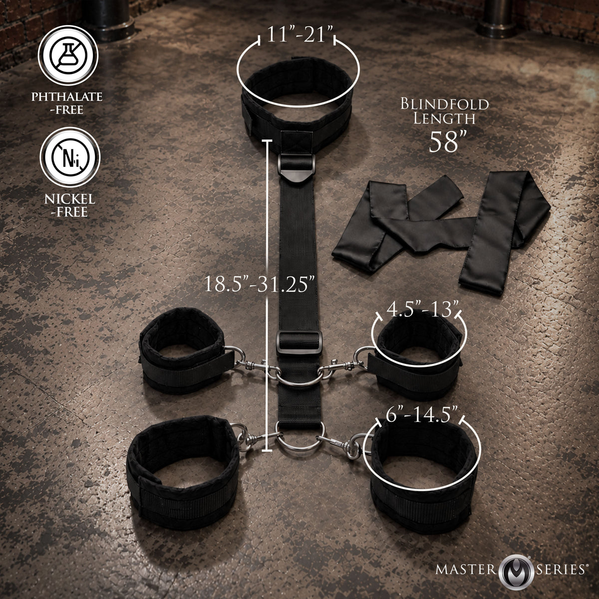 Submission Restraint Neck-Wrist-Ankle Restraints w/ Blindfold