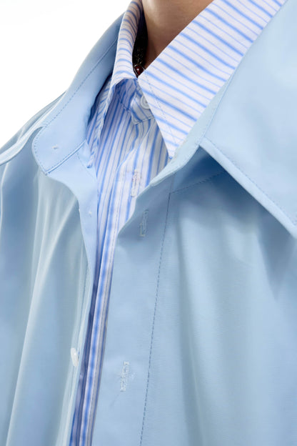 Deconstructed Stripe Shirt - Colorblock Layered Designer Top
