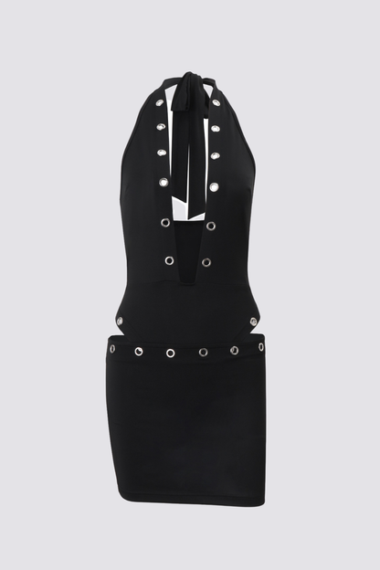 Absolute Void Halterneck Eyelet Skirt Set