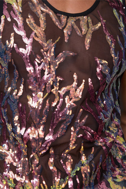 Aether Bond Mesh Sequin Tank Top Purple