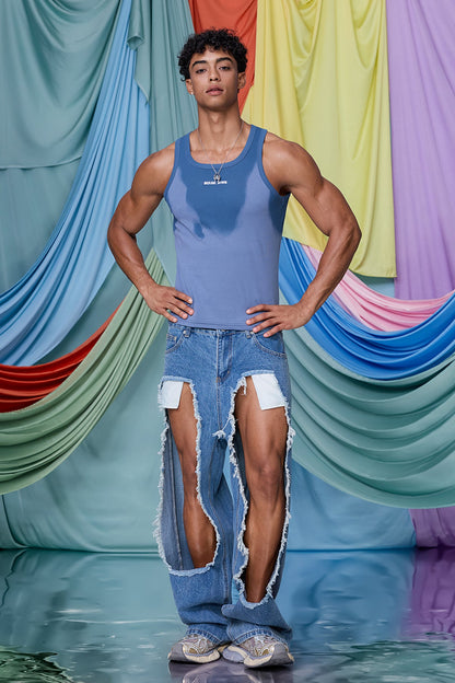 Aether Nul Print Tank Top Blue