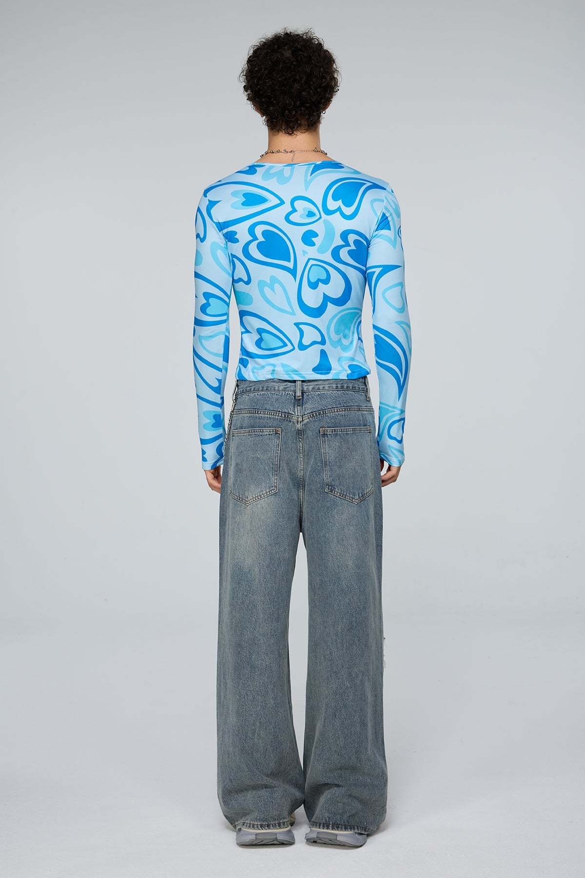Aether Print Long Sleeve Crop Top