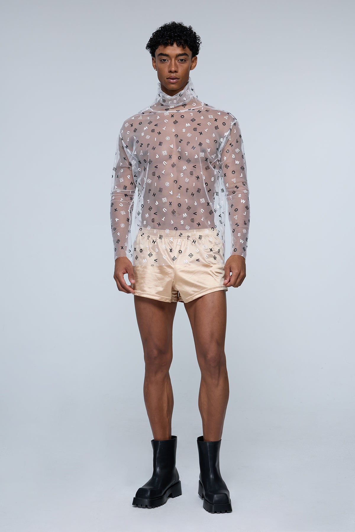 Aether Screen Mesh Print Long Sleeve Top White