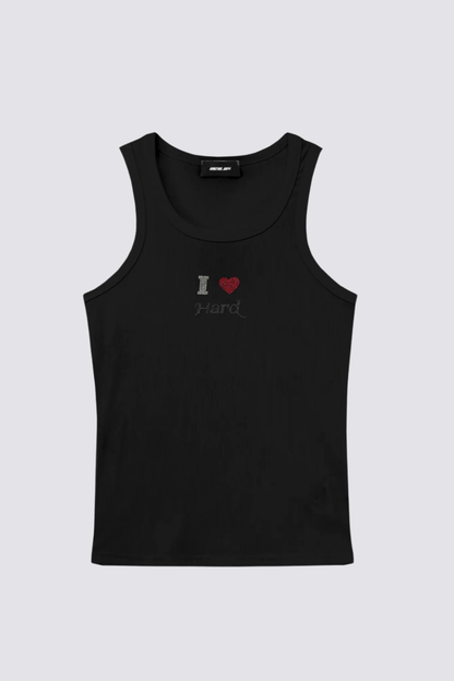 Aggressive Calm Rhinestone Tank Top In Black