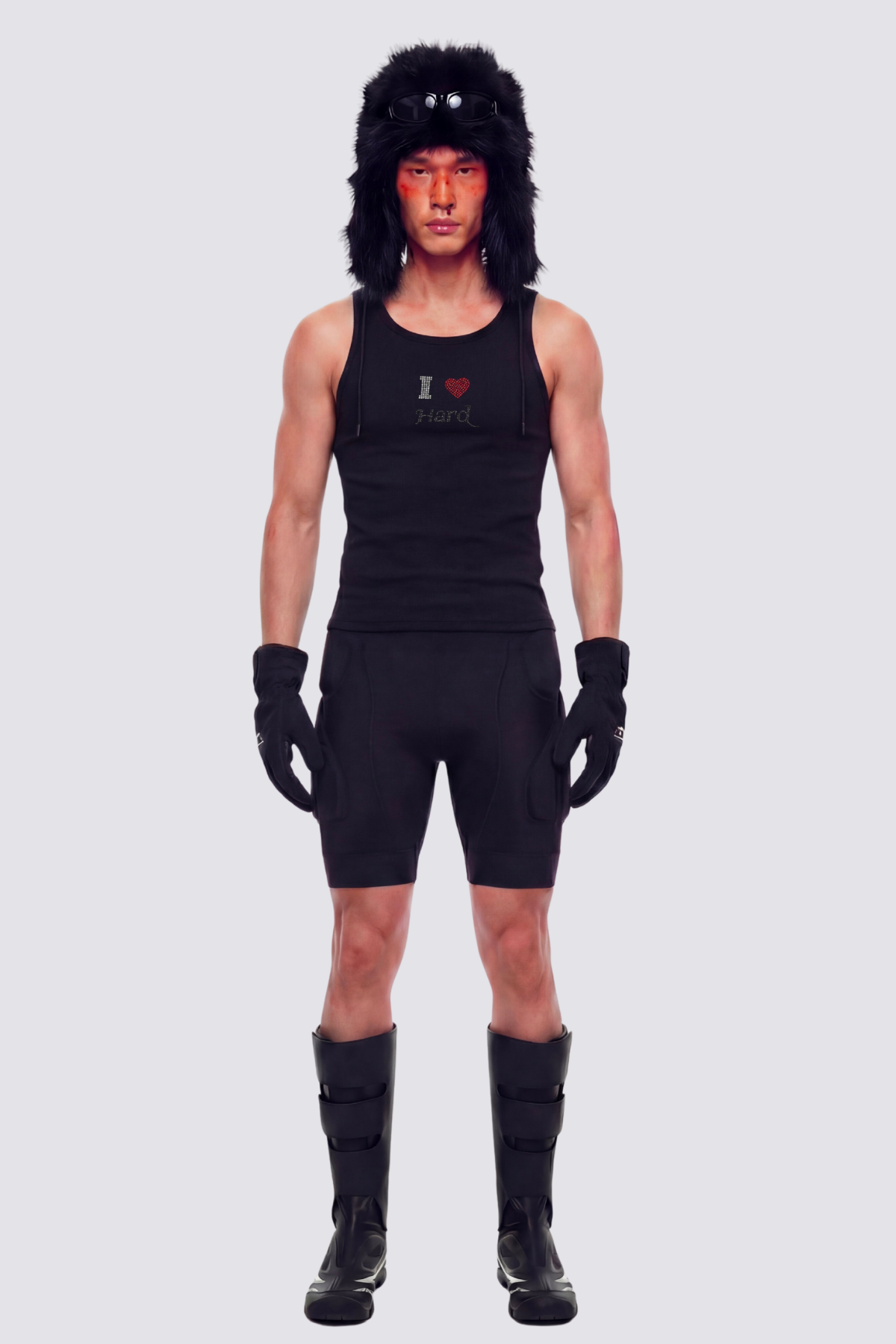 Aggressive Calm Rhinestone Tank Top In Black