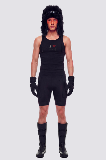 Aggressive Calm Rhinestone Tank Top In Black