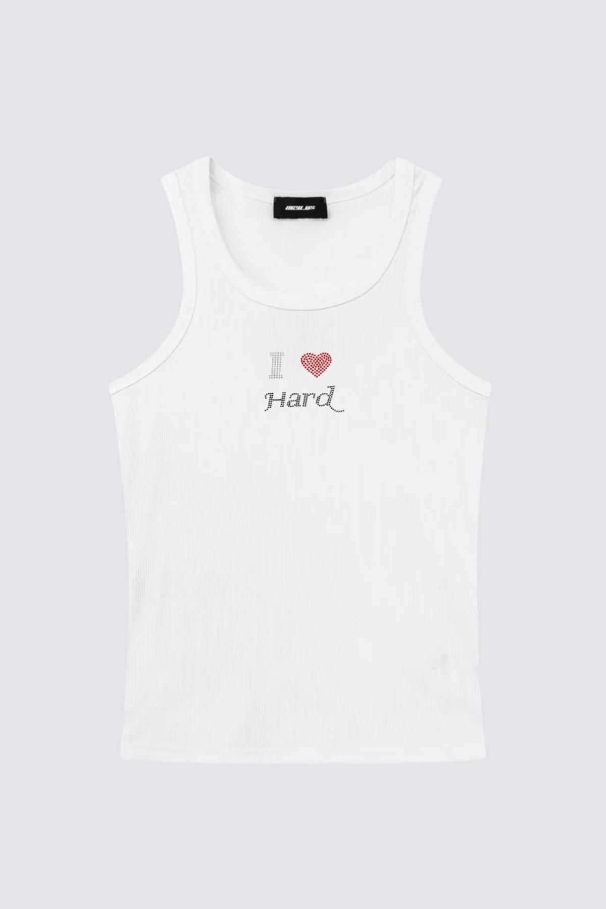 Aggressive Calm Rhinestone Tank Top In White