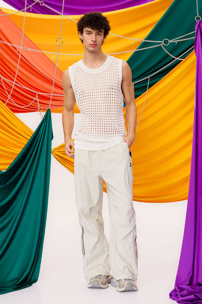 Air Drape Sleeveless Fishnet Knit Top