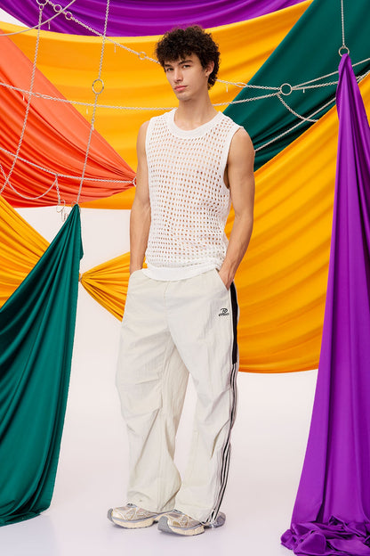Air Drape Sleeveless Fishnet Knit Top