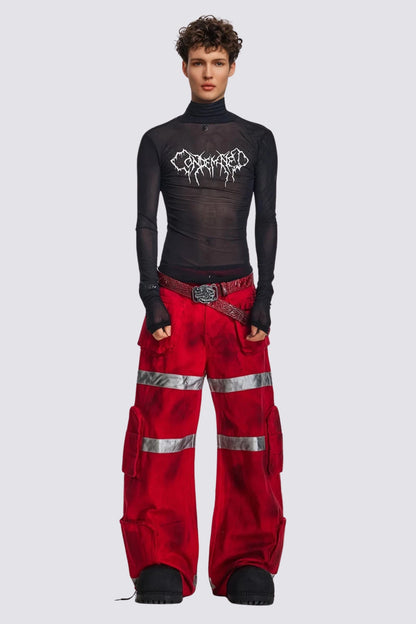 Air Glint High Neck Mesh Top Black