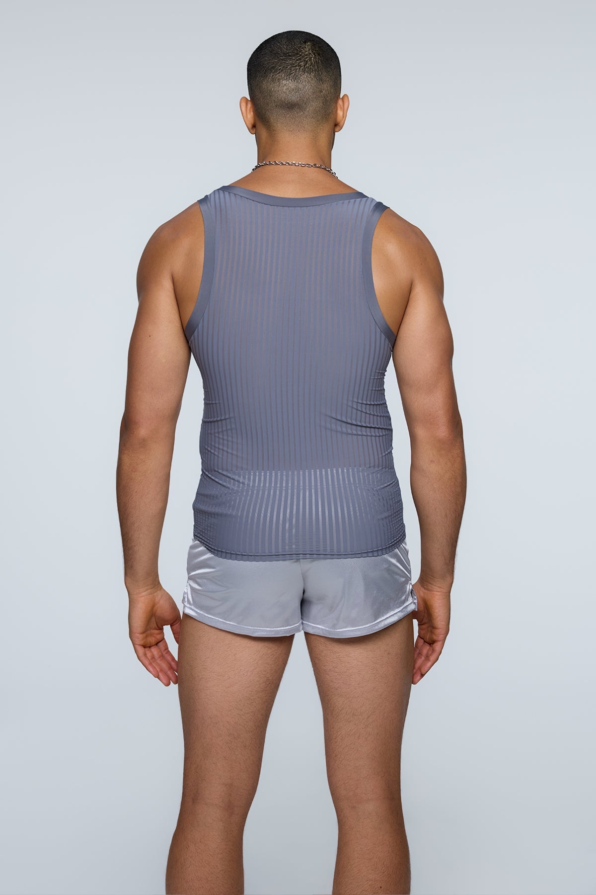 Air Hint Stripe Tank Top Grey