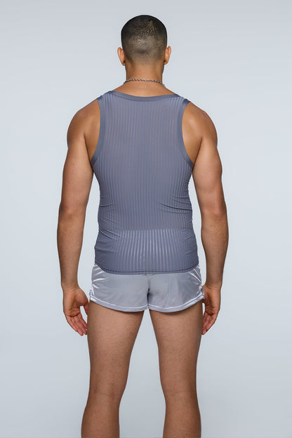 Air Hint Stripe Tank Top Grey