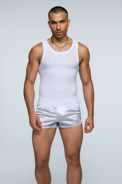 Air Hint Stripe Tank Top White