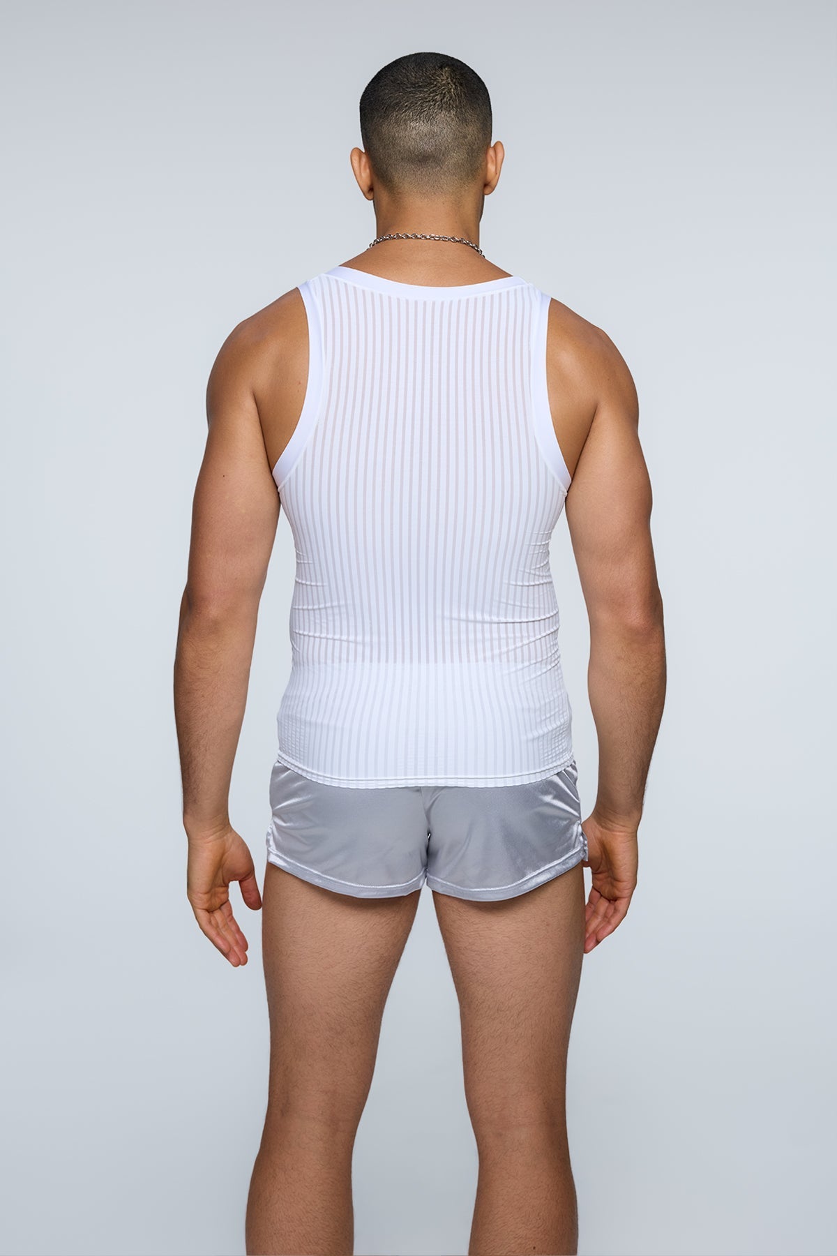 Air Hint Stripe Tank Top White