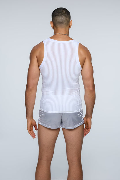 Air Hint Stripe Tank Top White