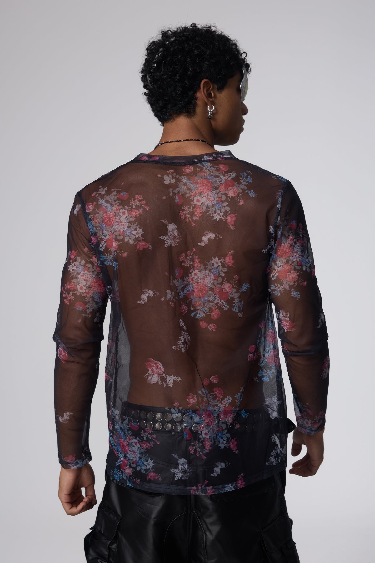 Air Trace Floral Mesh Top