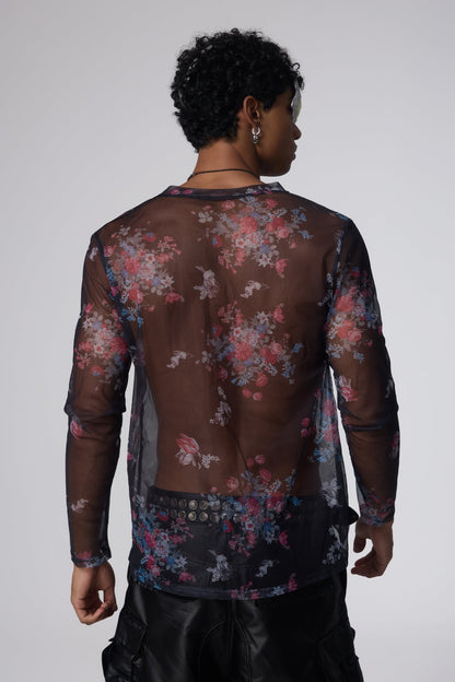 Air Trace Floral Mesh Top