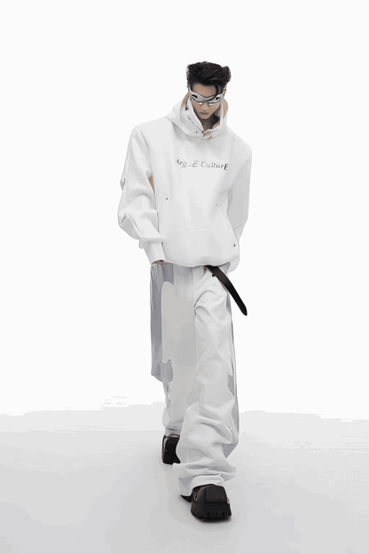 American Style Heavy Hooded Sweatshirt – High Collar, Shoulder Pads