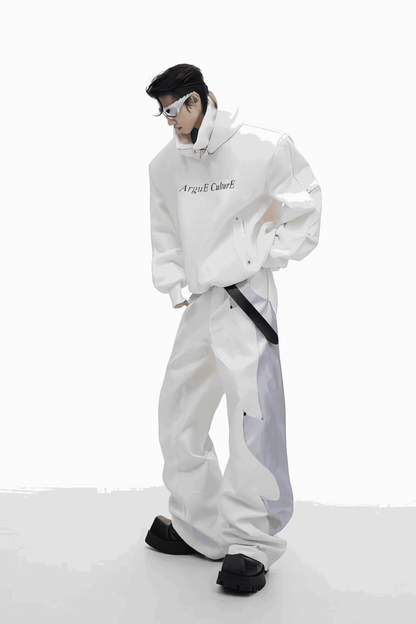 American Style Heavy Hooded Sweatshirt – High Collar, Shoulder Pads