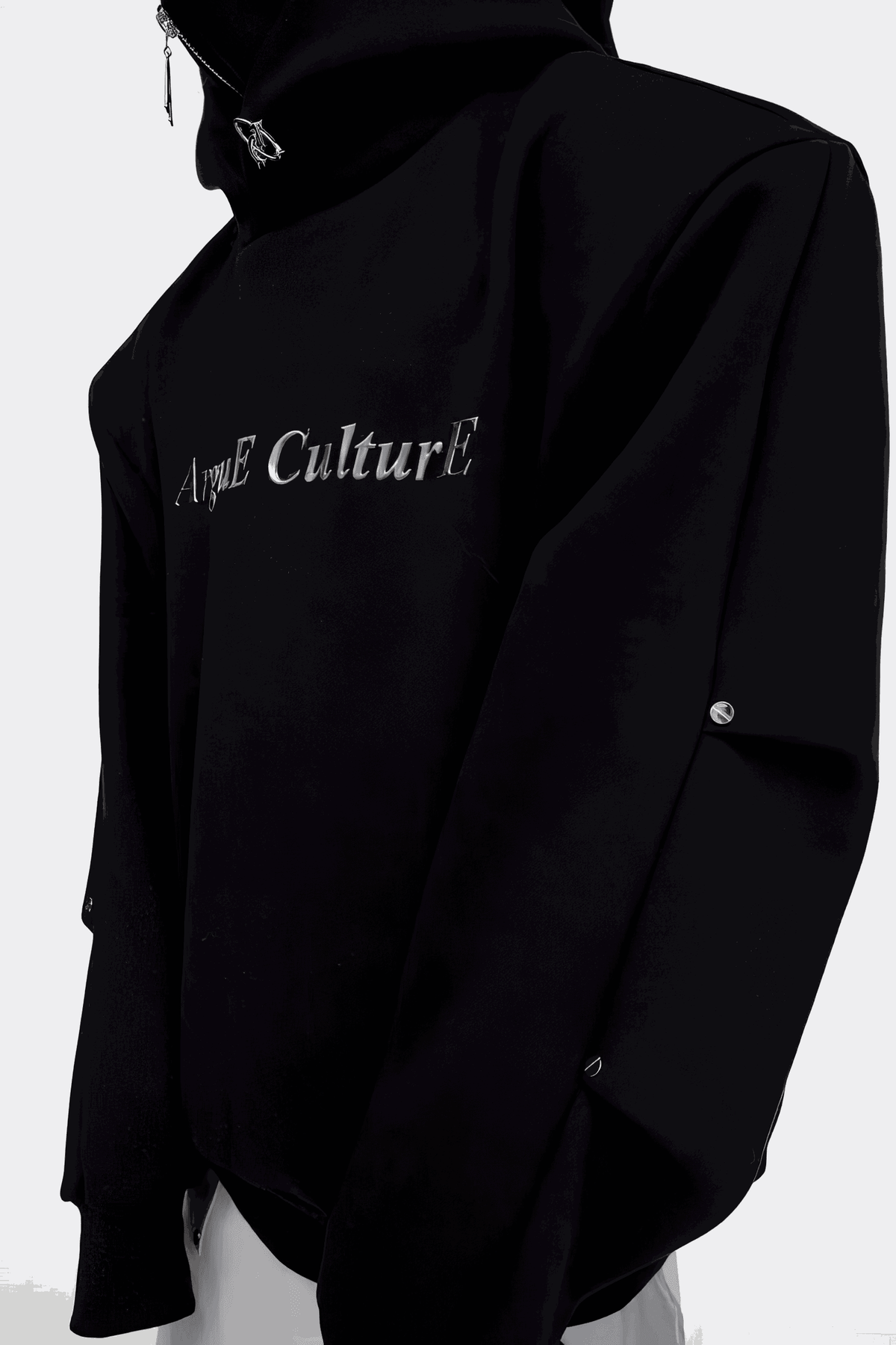 American Style Heavy Hooded Sweatshirt – High Collar, Shoulder Pads