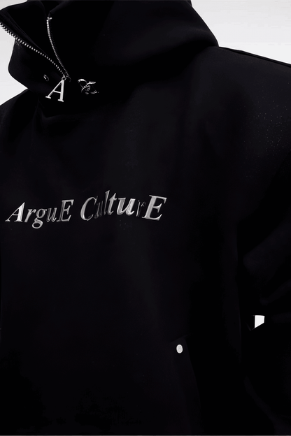 American Style Heavy Hooded Sweatshirt – High Collar, Shoulder Pads