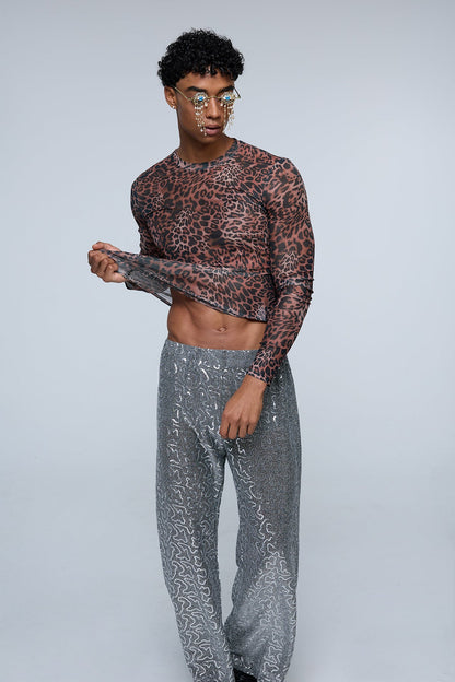Animal Current Mesh Leopard Long Sleeve Top
