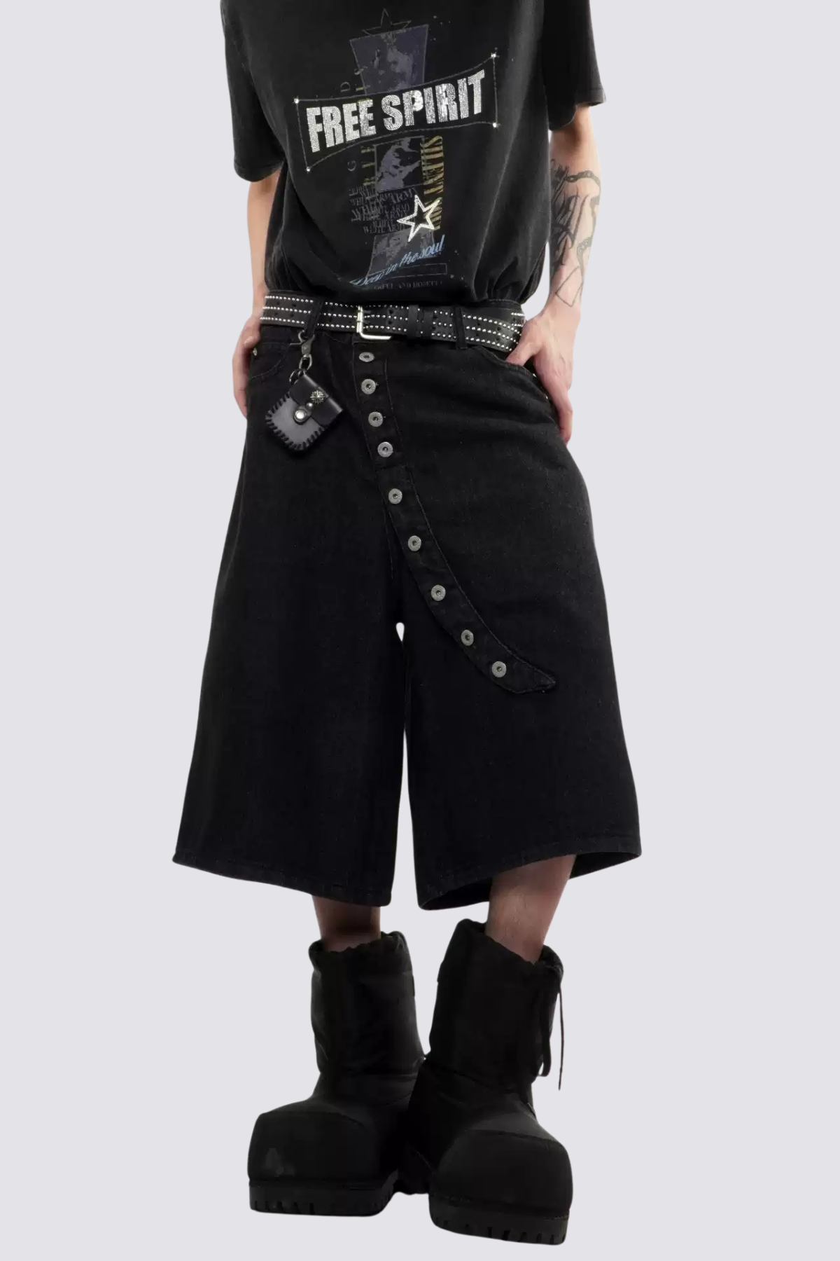 Ash Denim Wide Leg Capri Jeans