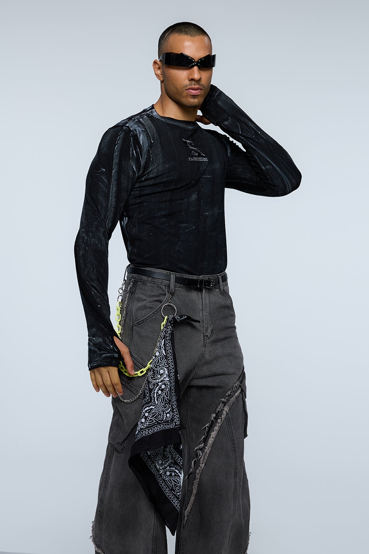 Ash Frame Long Sleeve Graffiti Top