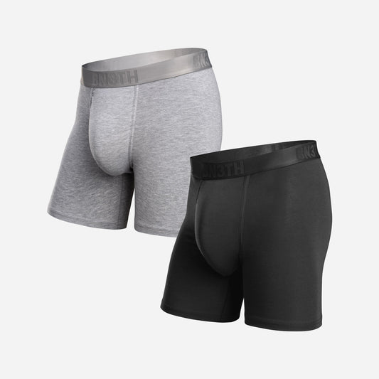 Classic Essentials Boxer Brief : Black/Heather Grey 2 Pack