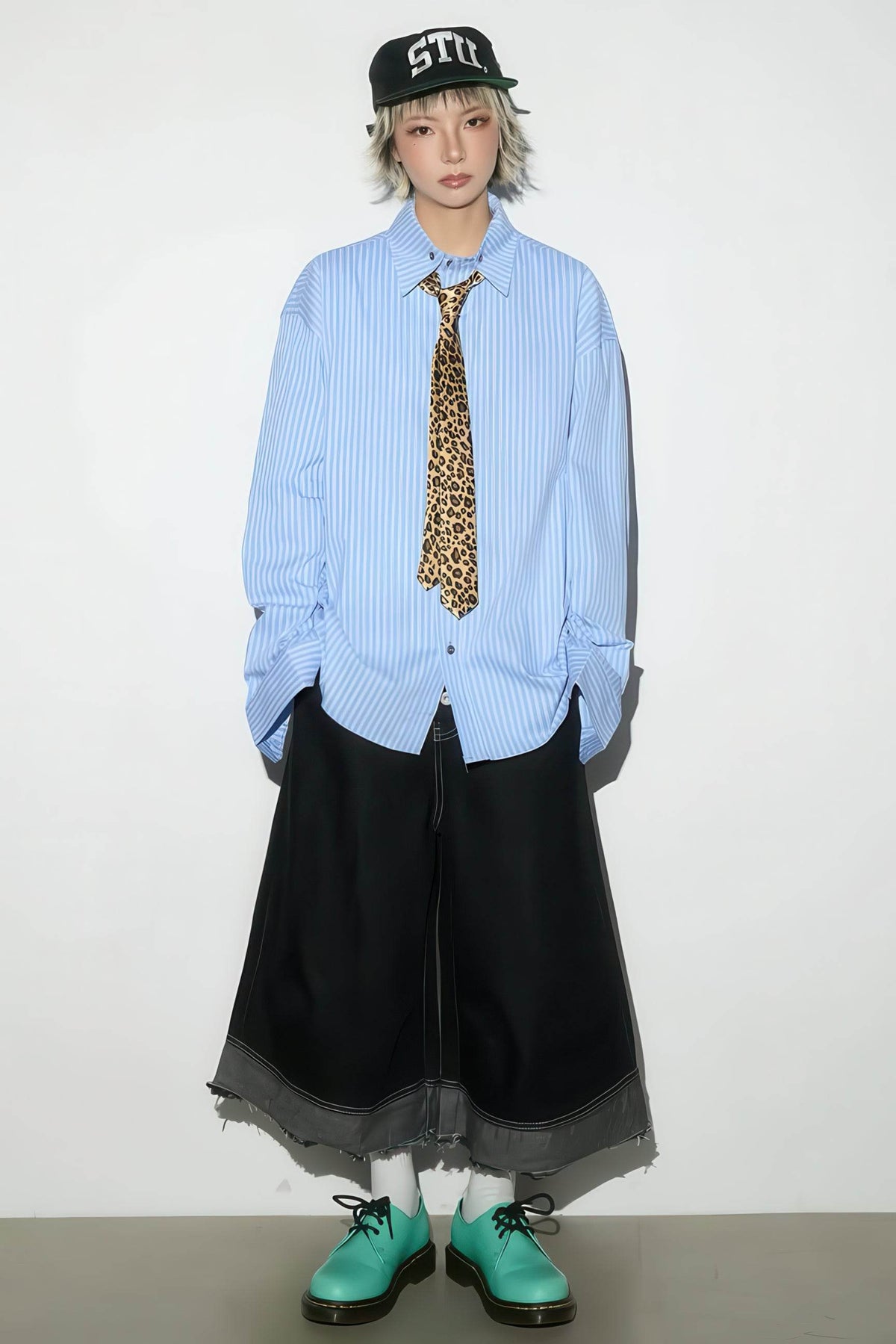 Button-Fly Cropped Jeans - Streetwear Washed Wide Leg Pants