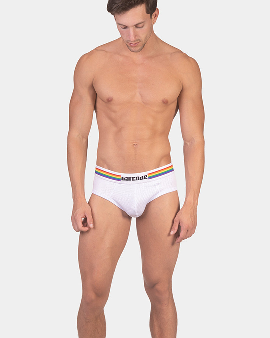 Barcode Berlin Multipack 1x Backless Brief Pride White + 1x Pride Harness White