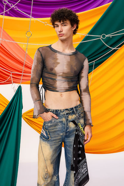 Bare Center Ruched Long Sleeve Crop Top